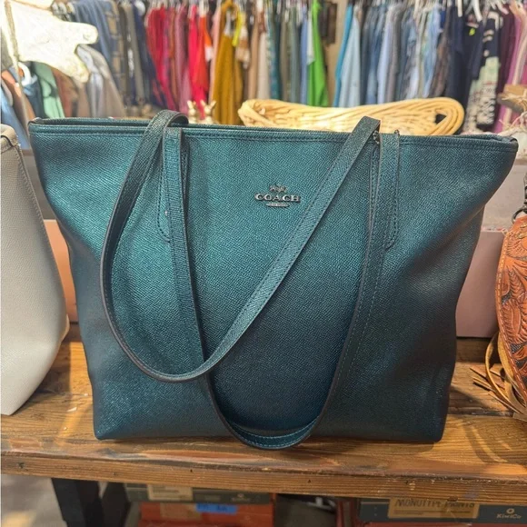 Coach Fiona Zip Tote Bag Sea Green - Picture 1 of 4